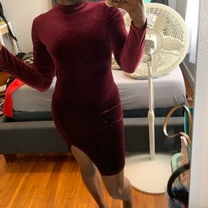 Ruby red suede dress